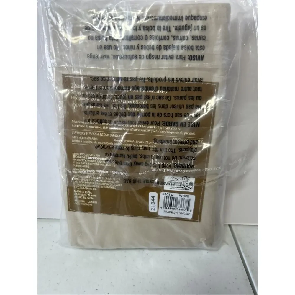 Everhome American Grown Pima Cotton 800TC European Pillowcase 2 Standard/ Queen